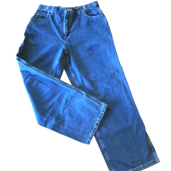 North West Blue Cinch-Back Jeans, Vintage 80s High Waisted Blue Jeans, Size 16 - Picture 2 of 10